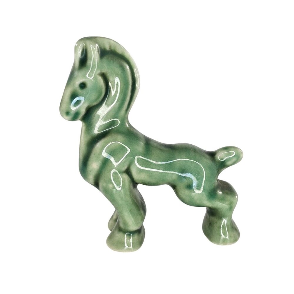 Metlox Morton Shawnee Pottery Green Horse Figurine Vintage California MCM